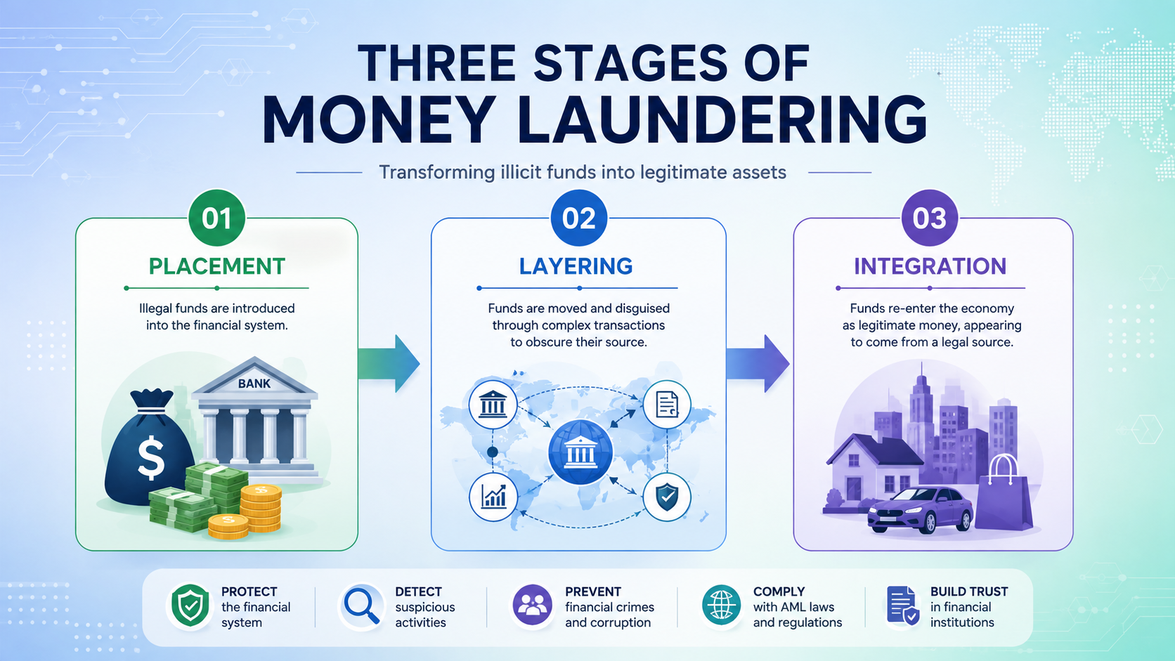 Three Stages of Money Laundering