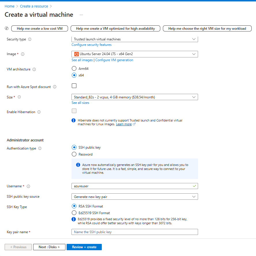 Create azure VM via portal part 2