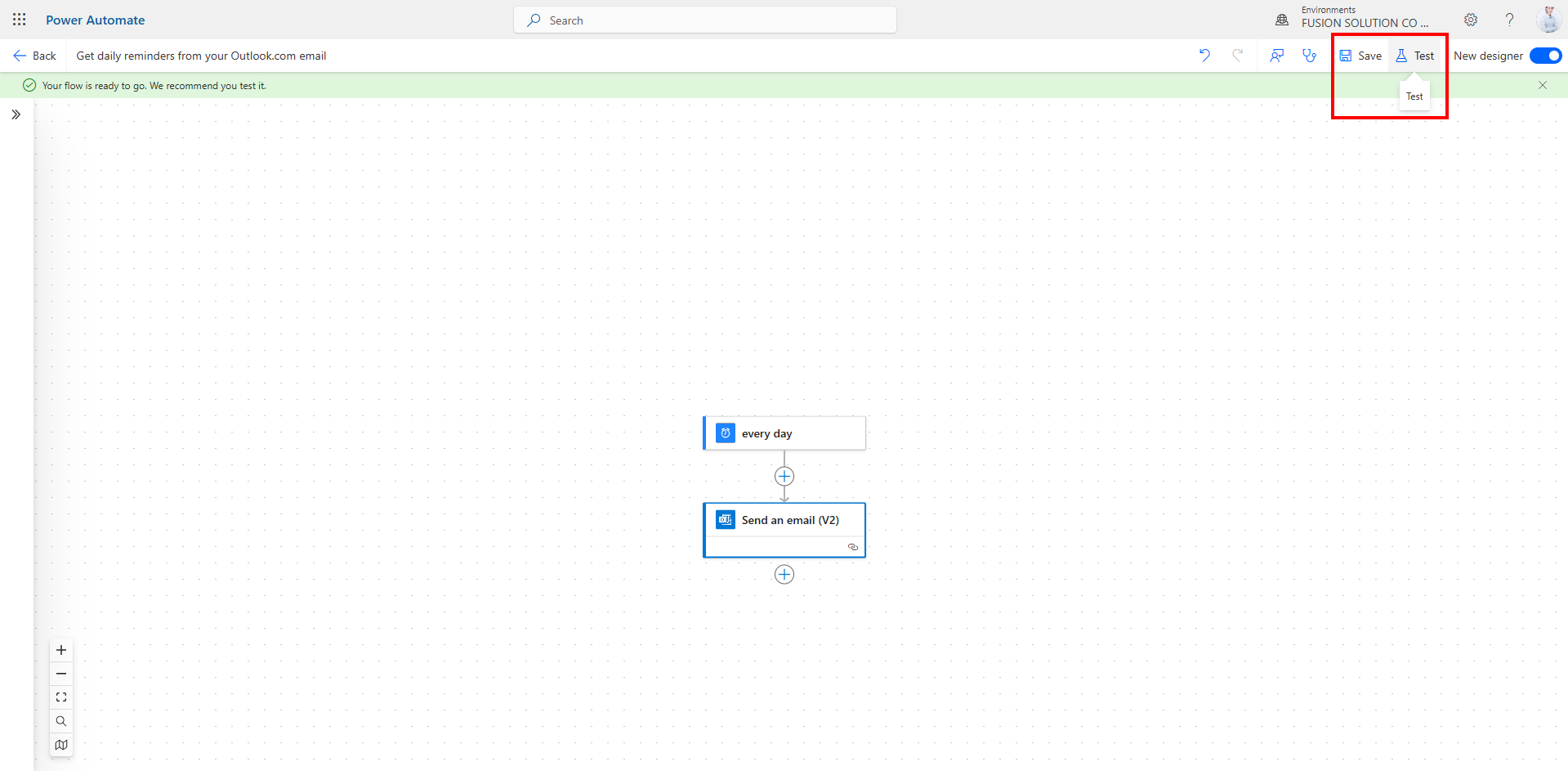 step 5 save and test the workflow