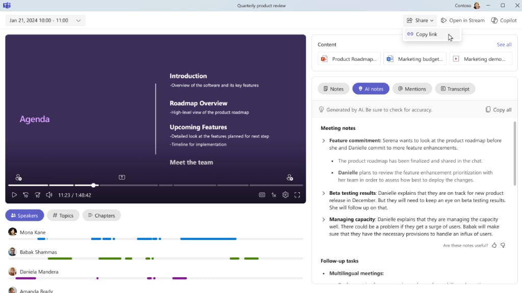 Meeting Summaries in Teams