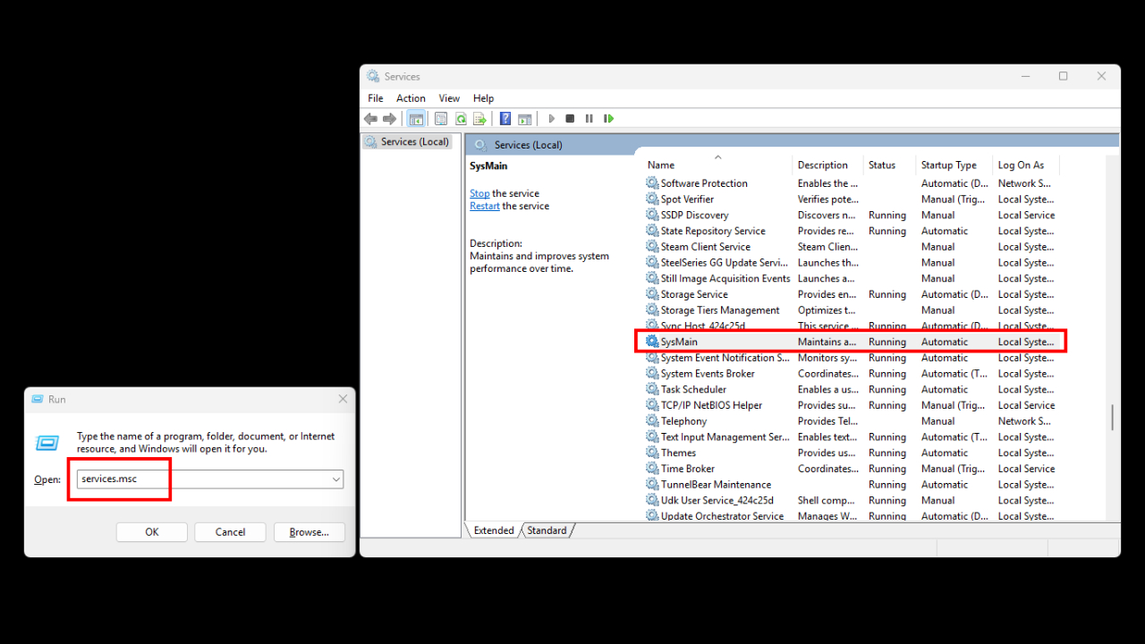 4 disable sysMain