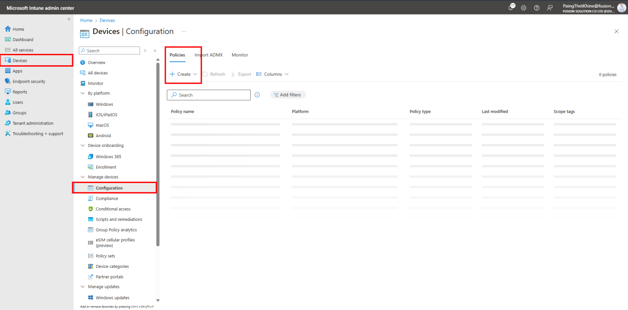 5. Configure Device Configuration Profiles