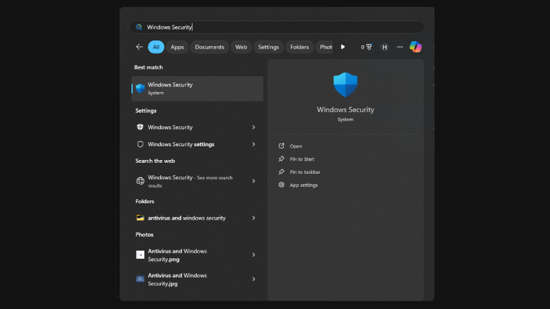 step 1 Open Windows Security