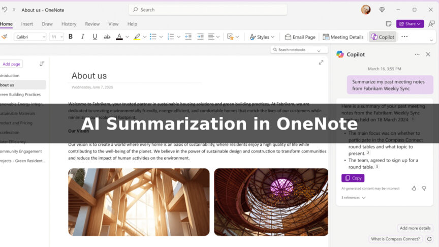 AI Summarization in OneNote