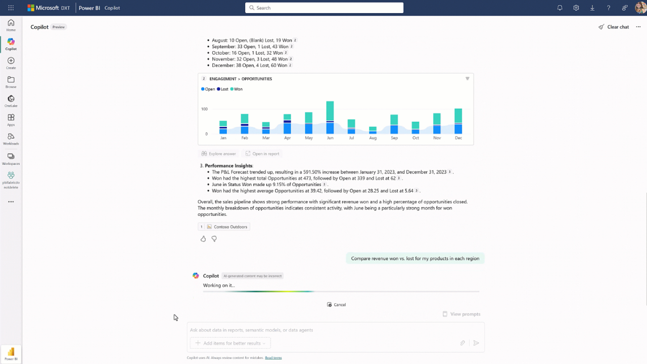 New Power BI Copilot experiences