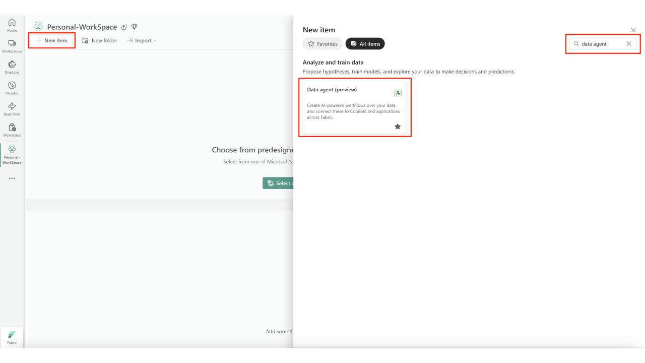 Create data agent (preview)