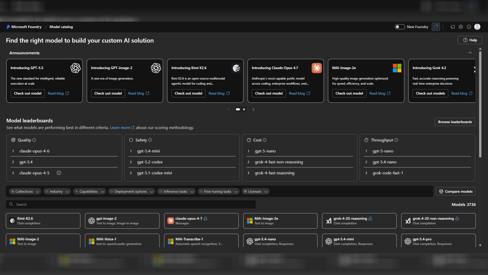 Microsoft Foundry Model catalog